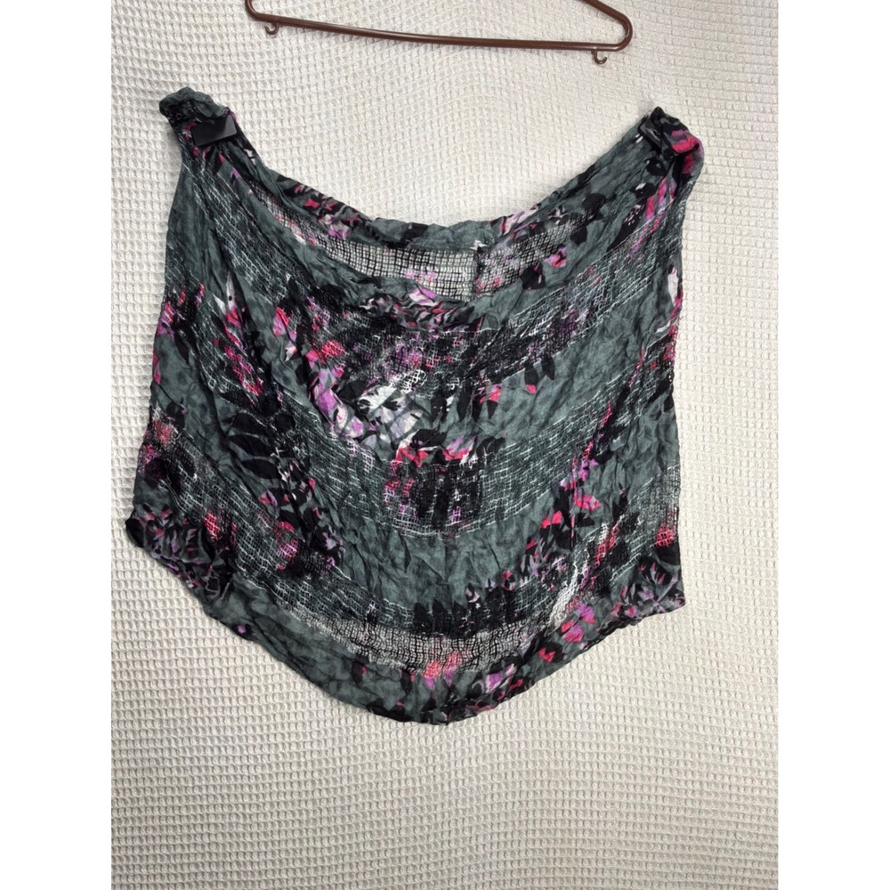 Boho Womens RN 96540 Floral Mesh Infinity Scarf OS Grey Pink Black